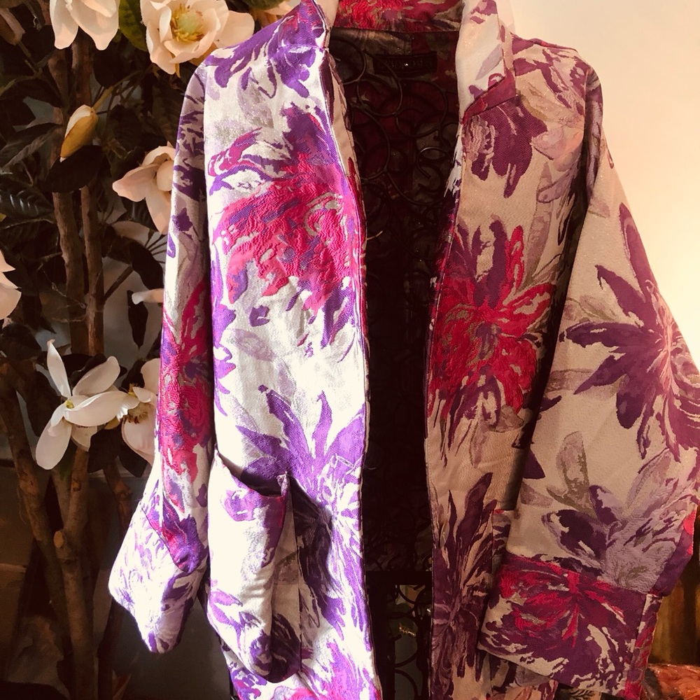 Heidi Daus Pink and Purple Metallic Brocade Jacket